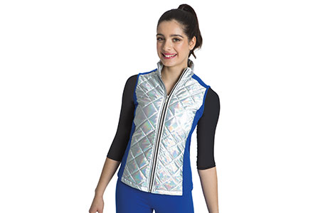 Iridescent Quilted Gilet With Lycra Side Panels