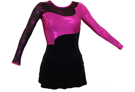Velvet and Metallic Lycra Figure Skating Dress Pink