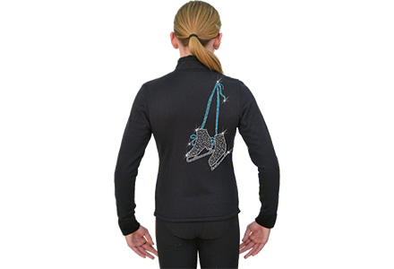 Tied Ice Skates Rhinestone Jacket Black / Skate Lace Turquoise