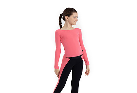 Fleece Lined Skating Tshirt With Long Sleeves Coral