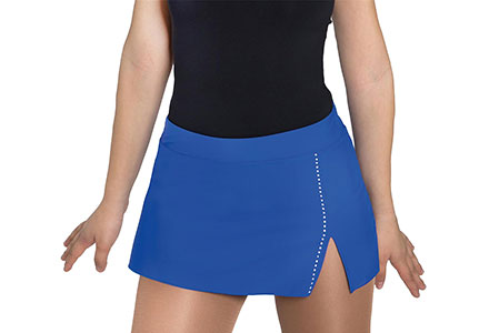 Front Slit Skating Skirt With Rhinestones Royal Blue