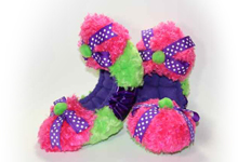 Dots and Bows Fuzzy Soakers Hot Pink, Lime and Purple
