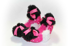 Dots and Bows Fuzzy Soakers Black, White and Hot Pink