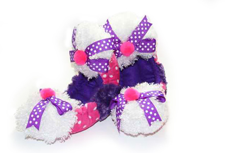 Polka Dot Fuzzy Soakers White, Purple and Hot Pink