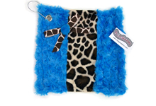 Giraffe Print Fuzzy Blade Towel Turquoise and Brown
