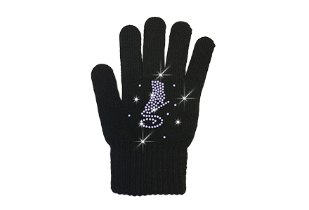 Rhinestone Ice Skate Gloves Black