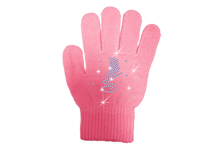 Rhinestone Ice Skate Gloves Pink