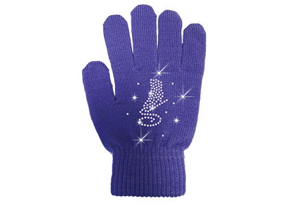 Rhinestone Ice Skate Gloves Purple