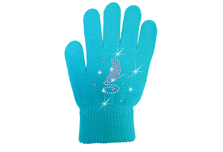 Rhinestone Ice Skate Gloves Turquoise