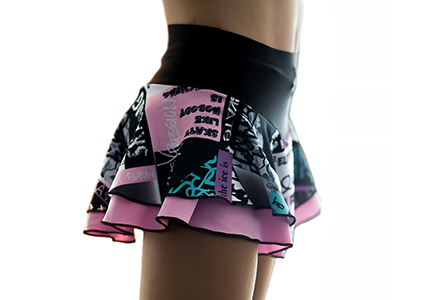 4Ever A Skater Printed Double Layer Figure Skater Skirt Pink