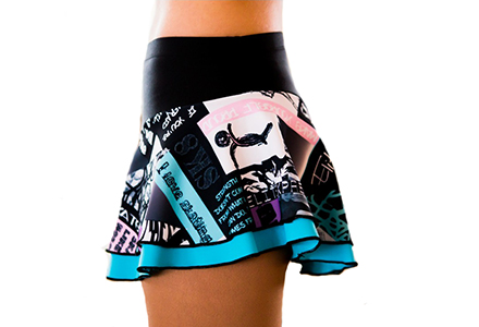 4Ever A Skater Printed Double Layer Figure Skater Skirt Turquoise