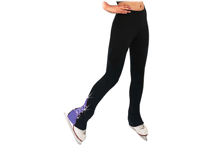 Polartec Figure Skating Leggings With Coloured Panel And Crystals