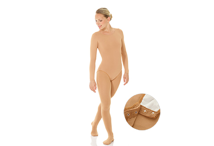Neutral Flesh Leotard with Popper Fastening. Part of the Mondor Practice Wear collection available to buy from Skatey.co.uk