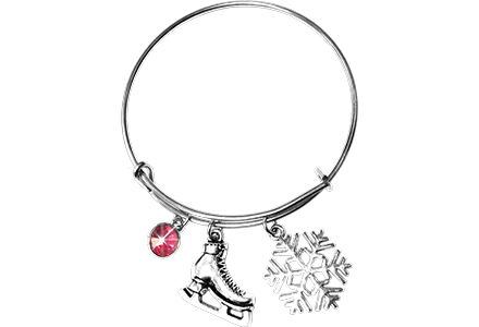Figure Skate Charm Bangle Bracelet. Part of the Chloe Noel Accessories collection available to buy from Skatey.co.uk